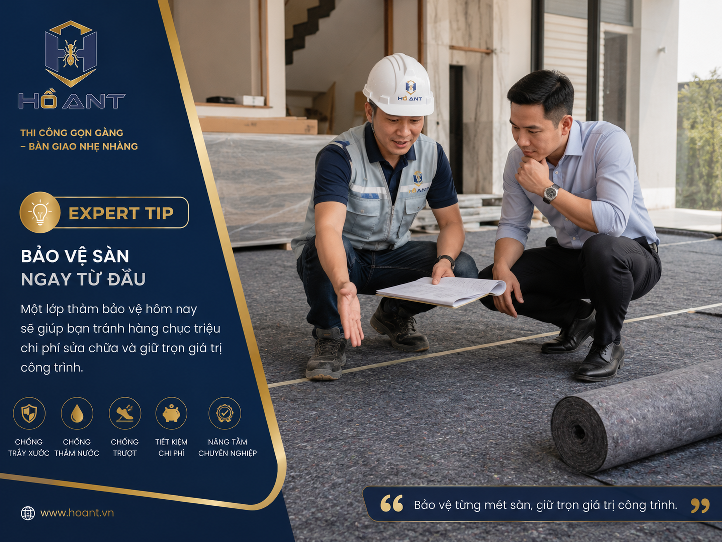 Góc chuyên gia về bảo vệ sàn trong thi công.